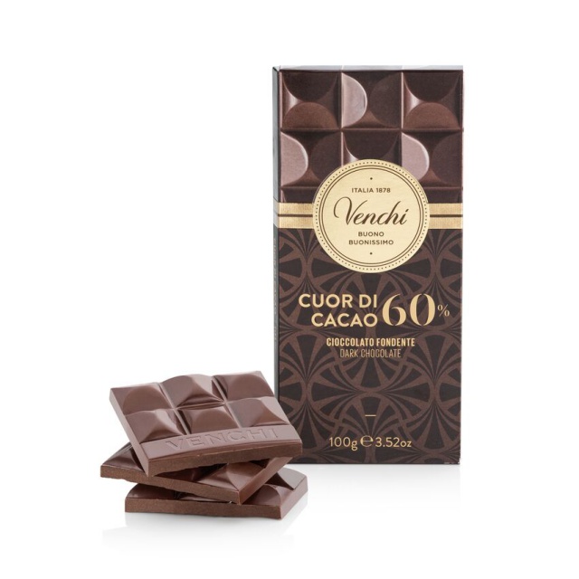 116247 Venchi hořká čokoláda s kousky karamelizovaných lískových oříšků 100g