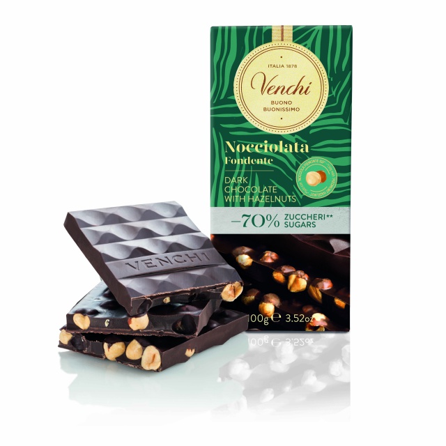 121001 Čokoláda Venchi hořké stříšky Giandujotto, -70% cukru 100 g