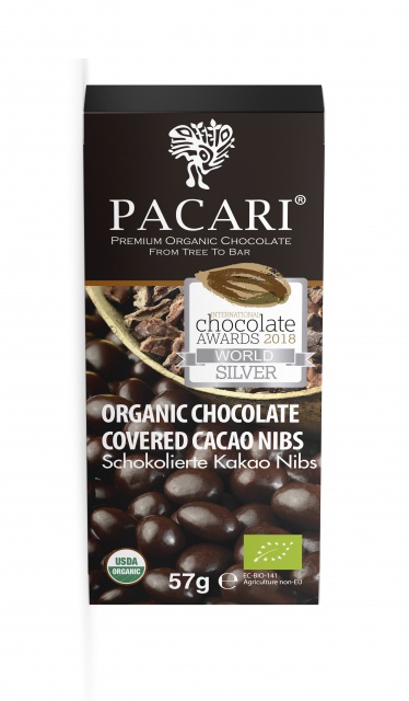 PAC009 Kakaová zrna Pacari BIO v hořké čokoládě RAW 57 g